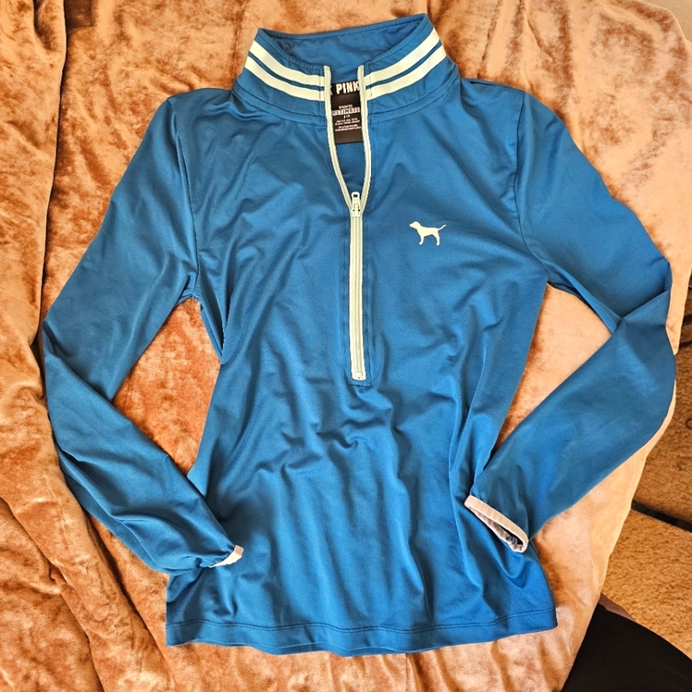 PINK Ultimate Half Zip Pullover Long Sleeve Tee size Small